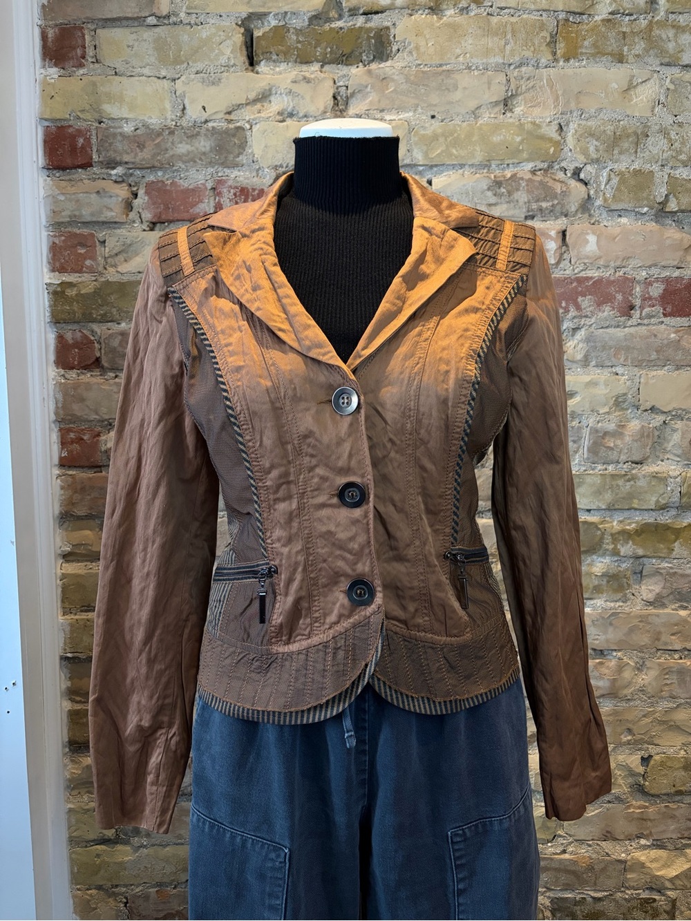 Womens Brown Button-Front Tailored Jacket Crisca by Escada
